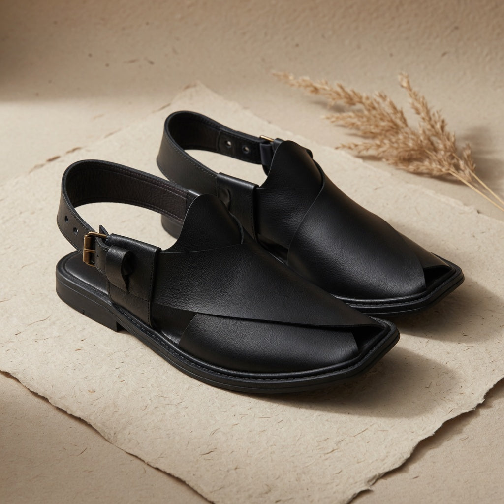 Black Peshawari Chappal